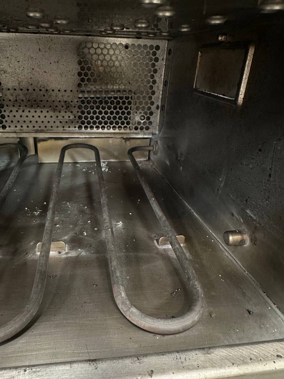 TurboChef heating elements in the oven cavity photographed during a service visit